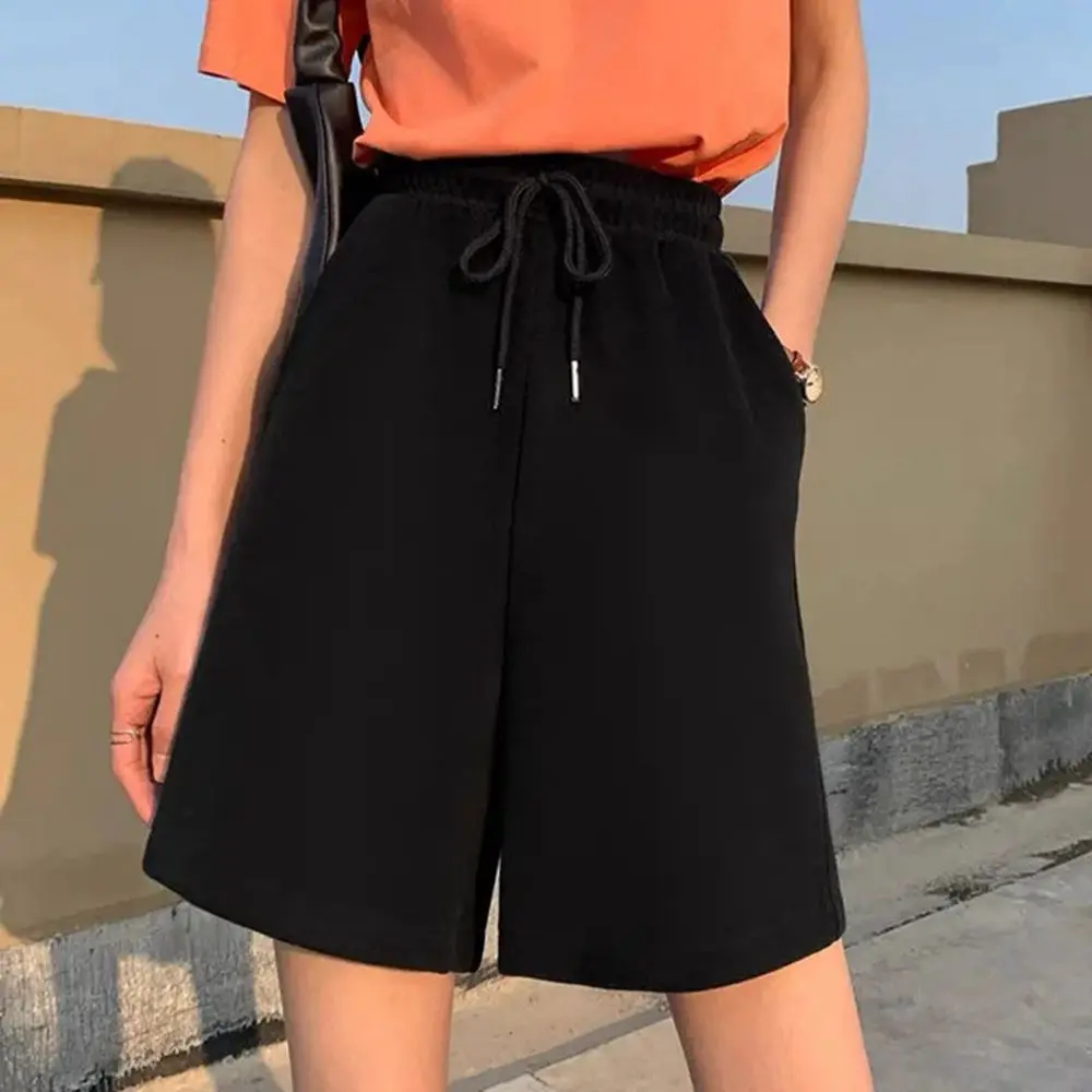 

Summer Shorts Women Black Gray High Waist Cotton Sport Short Pants 2021 New Fashion Pockets Loose Casual Shorts Oversize 4XL