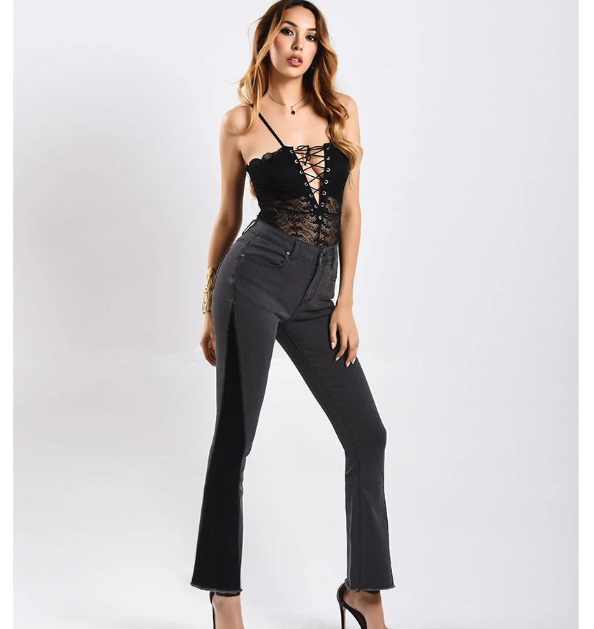 Sherhure Высокая талия размера плюс 3XL цвет патч весна женские винтажные джинсовые