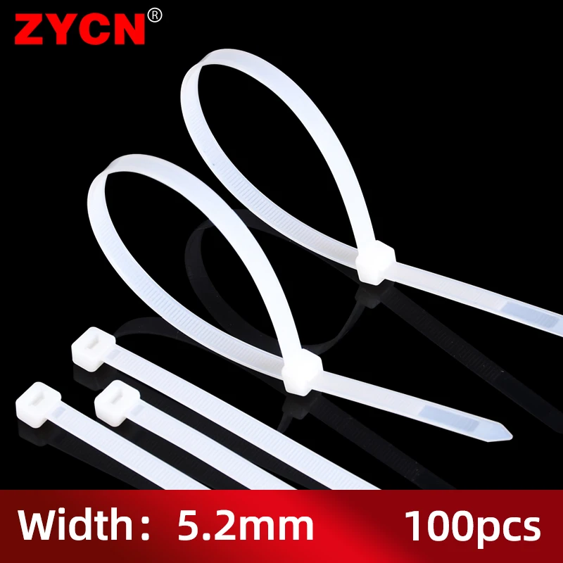 

8series Self Locking Nylon Cable Zip Ties Color White Black Industrial Supply Fasteners Width 5.2×350/400/450/500mm Plastic