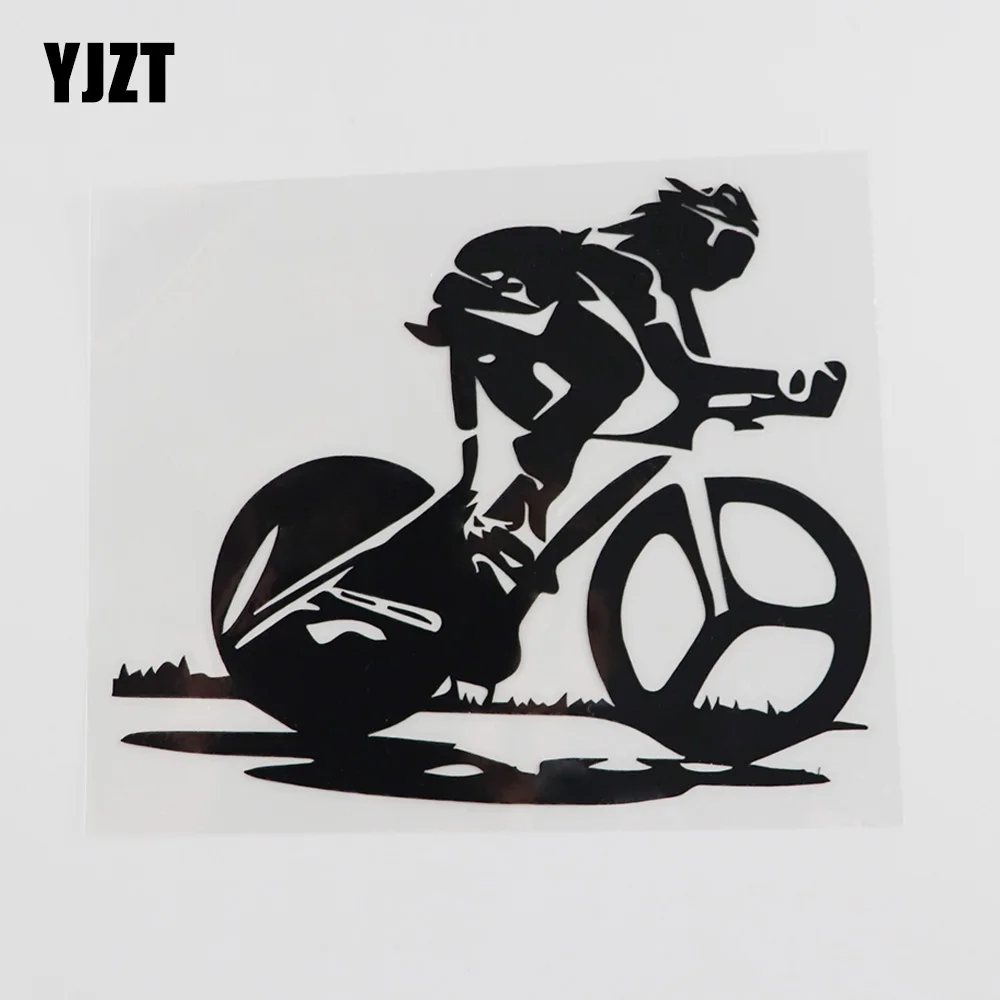 

YJZT 14.6CMX12.1CM High quality Bike Race Cycling Sports Vinyl Car Sticker Black/Silver 8A-0277