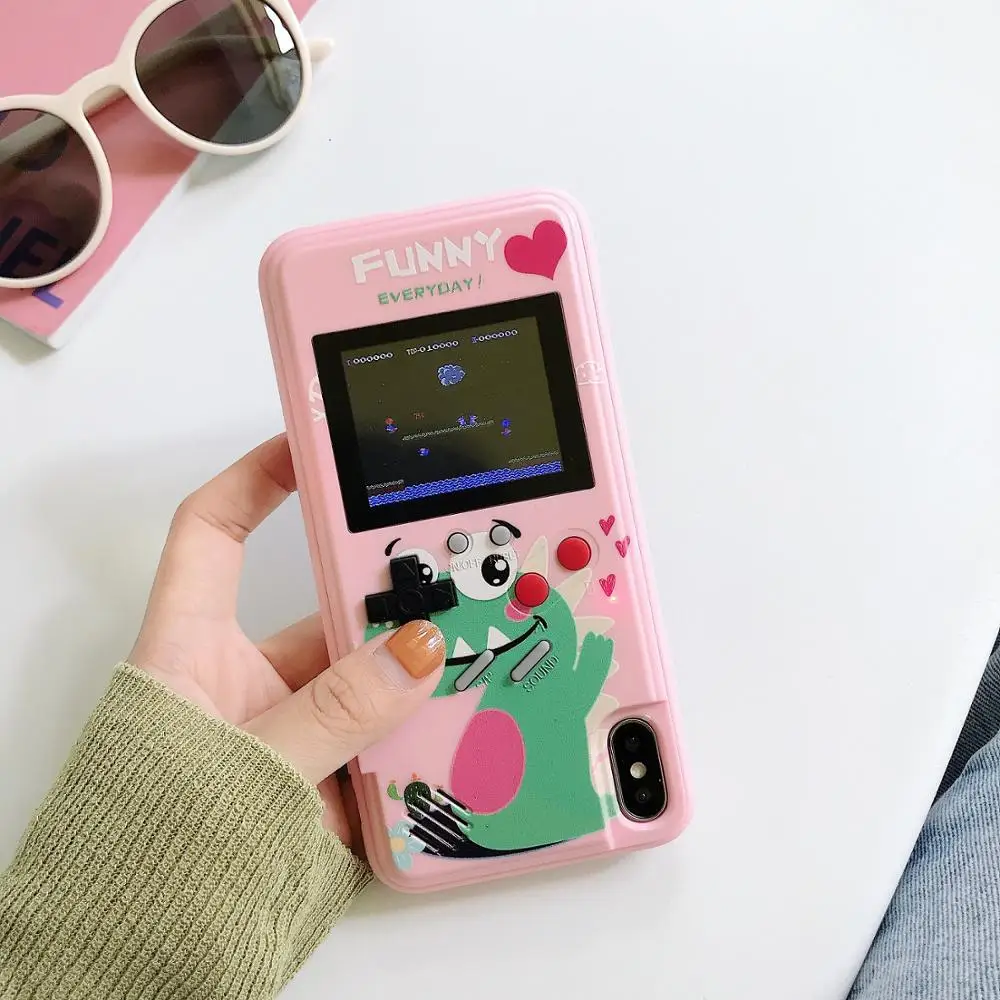 pink and green Полноцветный дисплей 36 Классическая игра для iPhone 11 Pro X XS Max XR 6S 6 7 8 Plus чехол для телефона Game boy мягкий силиконовый чехол - Цвет: pink and green