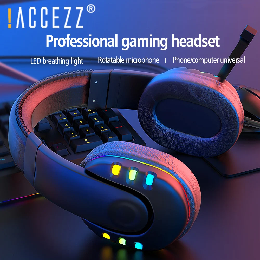 ! Игровая гарнитура ACCEZZ HiFi с объемным звуком стерео басы HD микрофоном разъем 3 5 мм