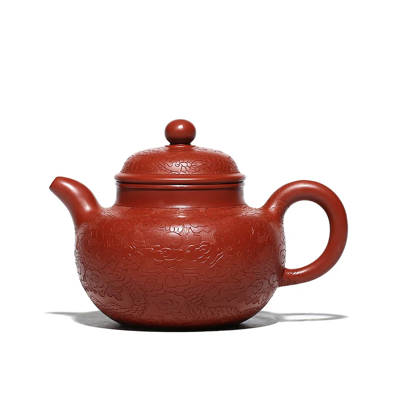 

Purple clay teapot tea set yuzhongshayuankuang red robe dragon pattern carving duoqiu teapot