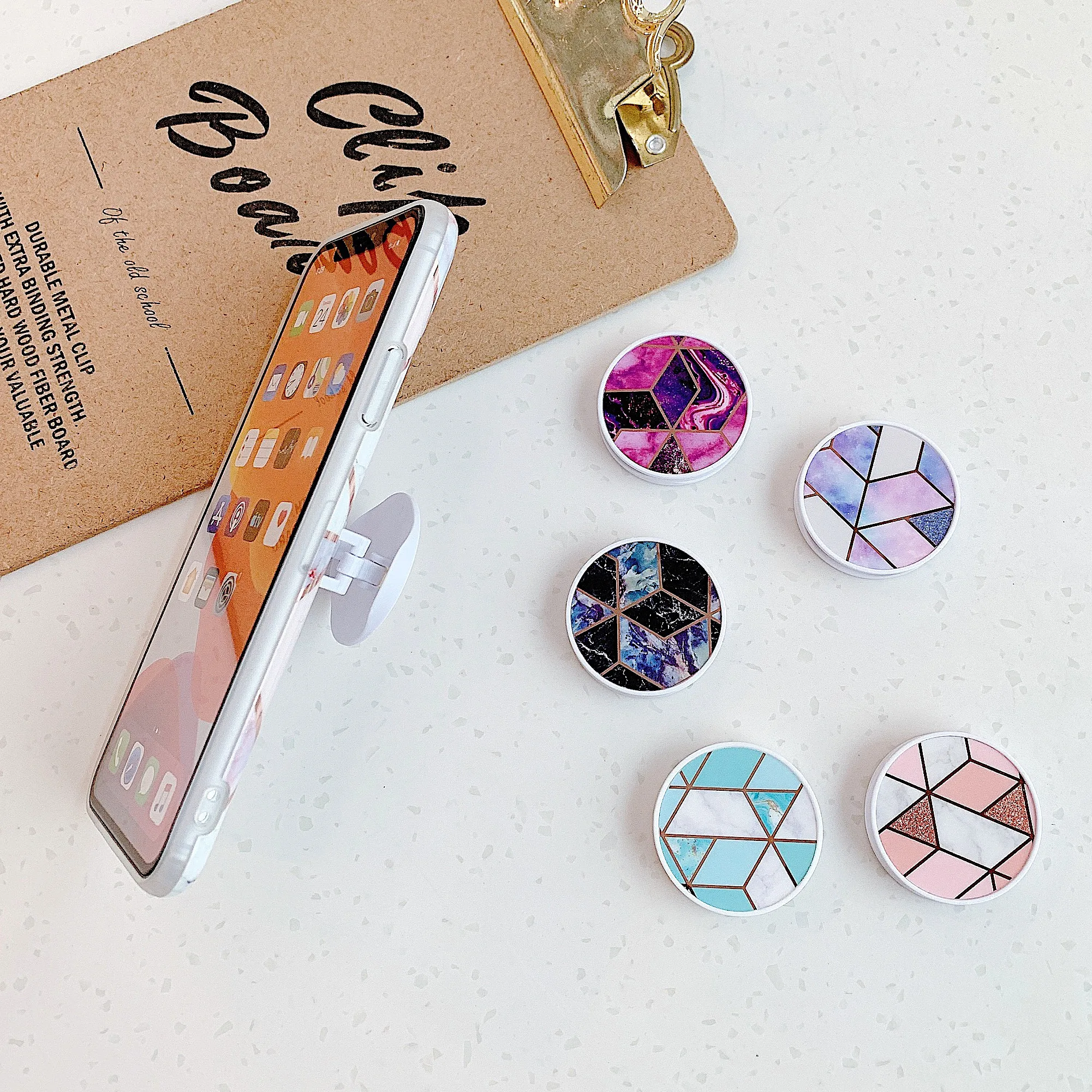 Геометрическая мраморная Складная подставка для телефона держатели смартфонов