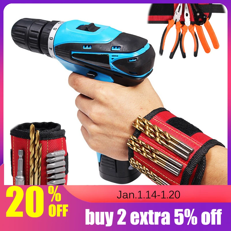 2 магнита винты гвозди сверла Электрика Сумка магнитный браслет портативный