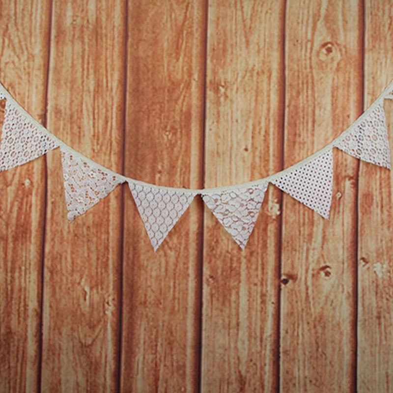 

Vintage Wedding Bunting Rustic Burlap Banner Lace Fabric Pennant Garlands Wedding Decoration Party Supplies