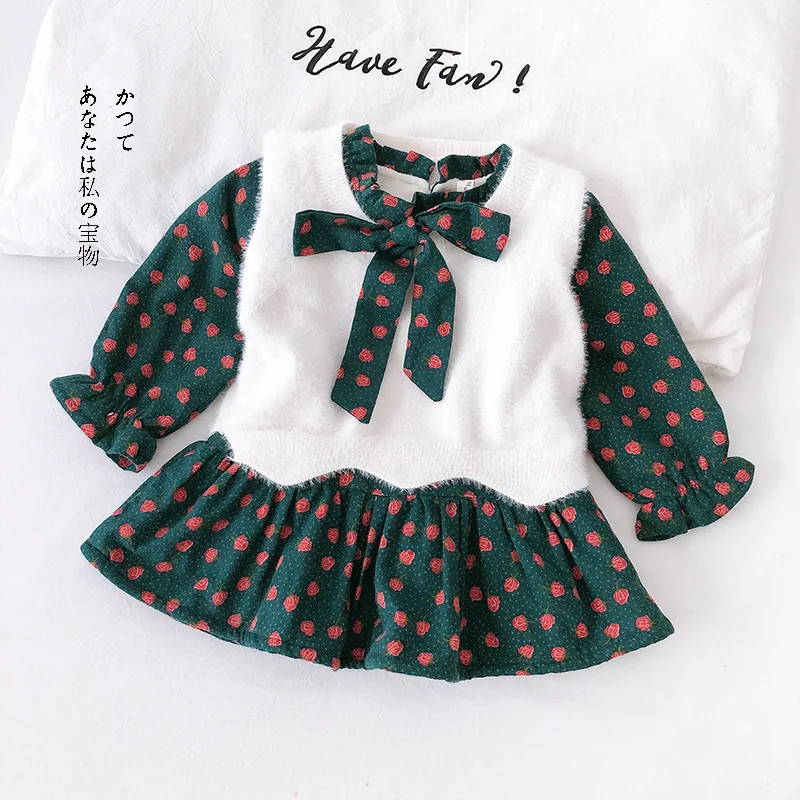 Комплекты одежды для девочек детская одежда осеннее модное стильное платье +