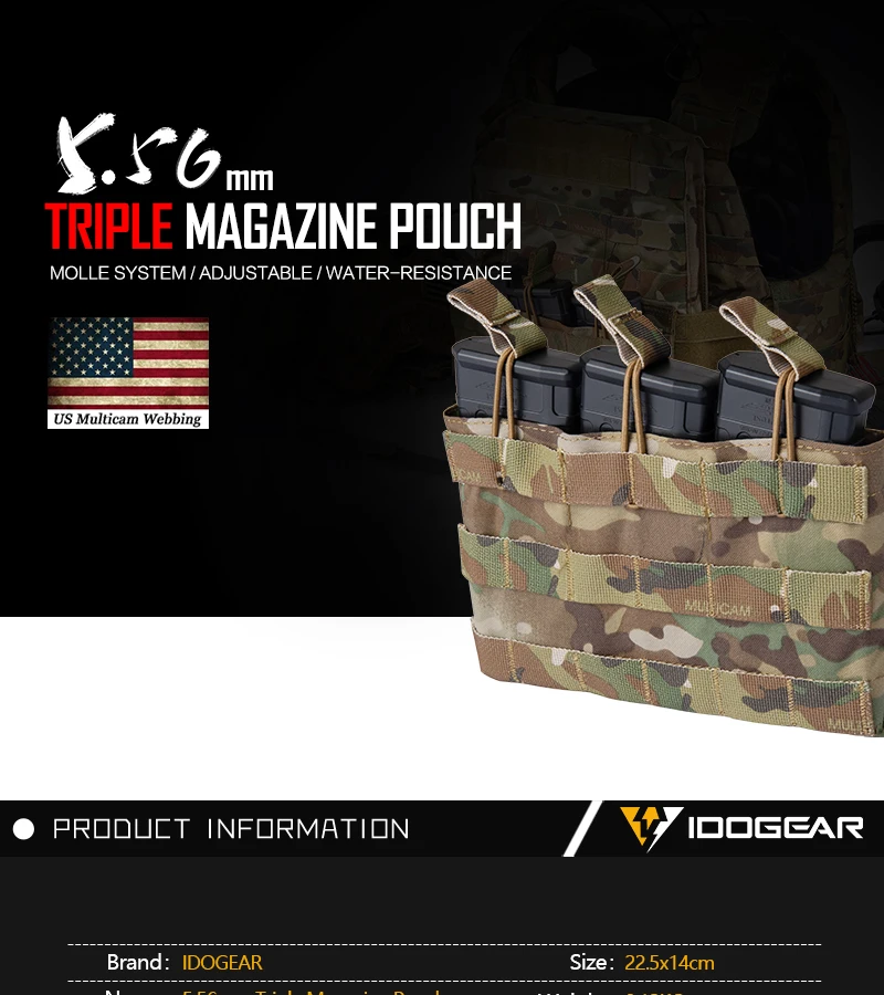 IDO gear тройной подсумок 5,56 подсумок с открытым верхом армейский страйкбол снаряжение Wargame военные тактические подсумок 3526