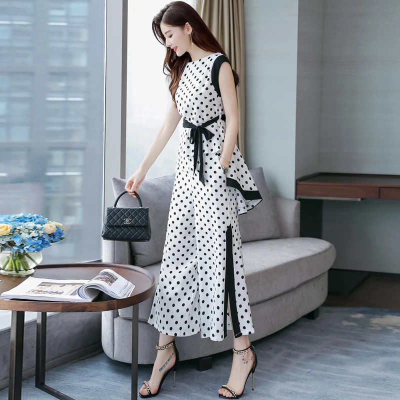 Женский офисный костюм в горошек элегантный комплект из двух предметов