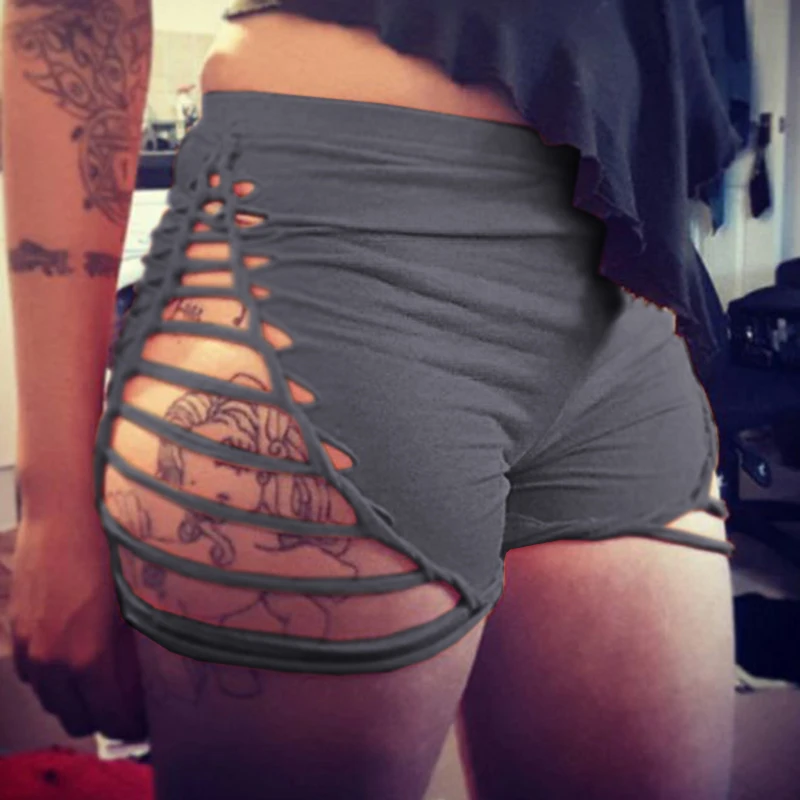 

Umeko Plus Size Harajuku Hollow Out Shorts Women High Waist Elastic Hole Gothic Skinny Sports Sexy Clubwear Summer Clothes Y2K