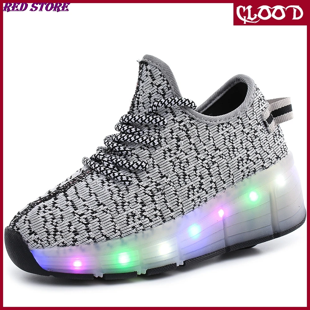 

CLOOD Sneakers rollers girl boys student Casual Handsome Dual purpose Deformed roller shoes Single wheel glowing roller sneakers