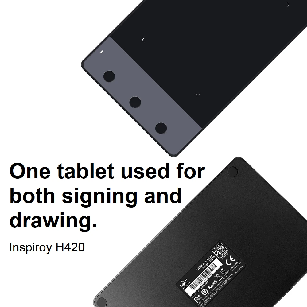 Графический планшет Huion H420 для рисования с 3 горячими клавишами 2048 уровней