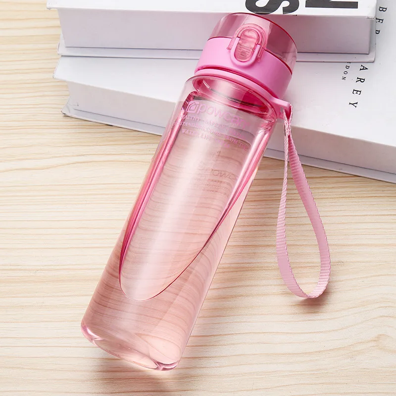 Transparent pink Спортивные бутылки для воды дорожная бутылка для воды Минималистичная шейкер бутылки 400 мл/500 мл пластиковая Удобная походная бутылка - Цвет: Transparent pink