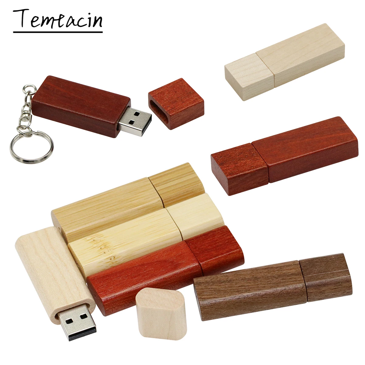 Прямоугольный деревянный USB флеш накопитель в виде длинной полосы деревянная