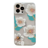 simple high grade photosensitive surface glitter electroplating flower phone case for iphone 13 cases for women iphone 13