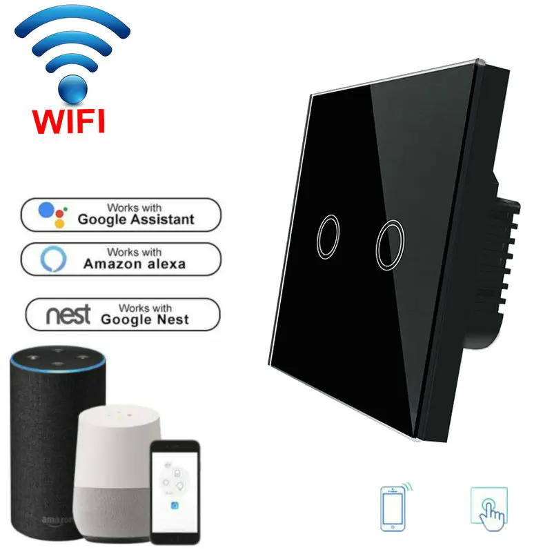 Сенсорный выключатель 220v Беспроводной Wifi светильник переключатель 1/2/3 комплекта, белый/черный/золото/EU Стандартный умный переключатель Поддержка Alexa Google Home