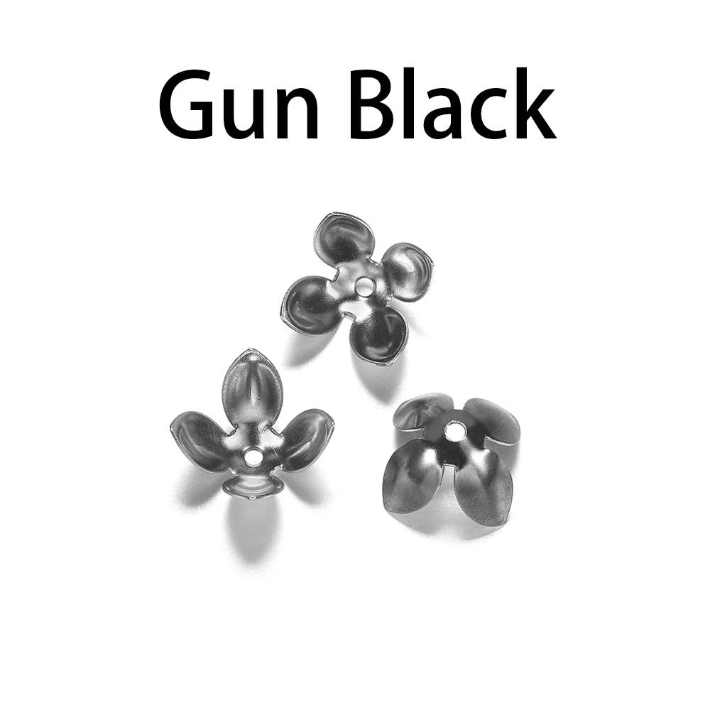 Gun Black 50 шт./лот, железные, серебристые, позолоченные бусины, колпачки s, Цветочная фурнитура, лепестки, бусины, Подвески для изготовления ювелирных изделий - Цвет: Gun Black