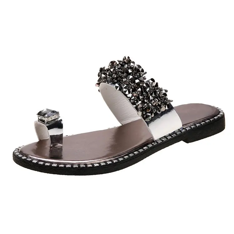 Slippers Women Shoes Summer sandals Beach Pineapple Flat Slippers Outside Slides Zapatos De Mujer Shining Crystal Ladies Shoes