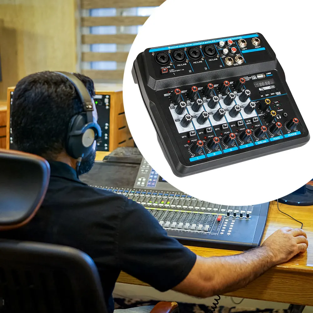 6 каналов USB консоль для караоке беспроводной Bluetooth аудио миксер 48 В фантомная