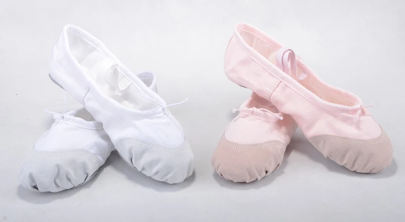 Кожаные парусиновые танцевальные туфли с носком для женщин детские мягкие