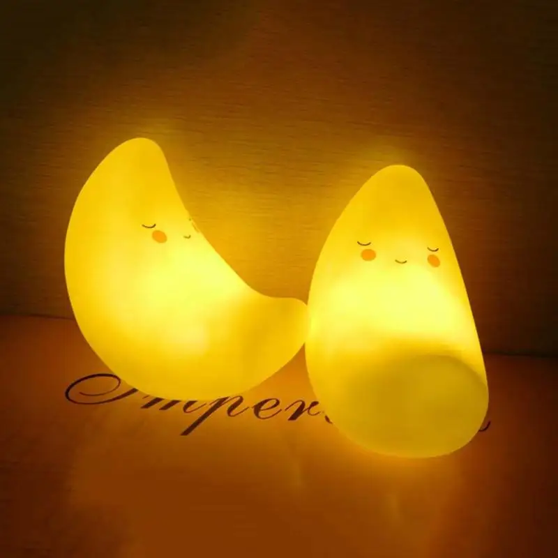 

LED Night Light Children Bedroom Living Room Bedside Moon Smile Face Warm White Light Baby Sleeping Nightlight Christmas Decor