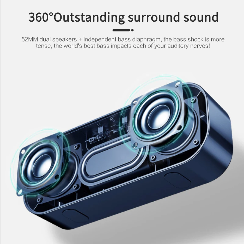 

Portable Wireless Speakers Bass Stereo LED Display Support TF Card USB Smart Alarm Atmosphere Light Portable Speakers