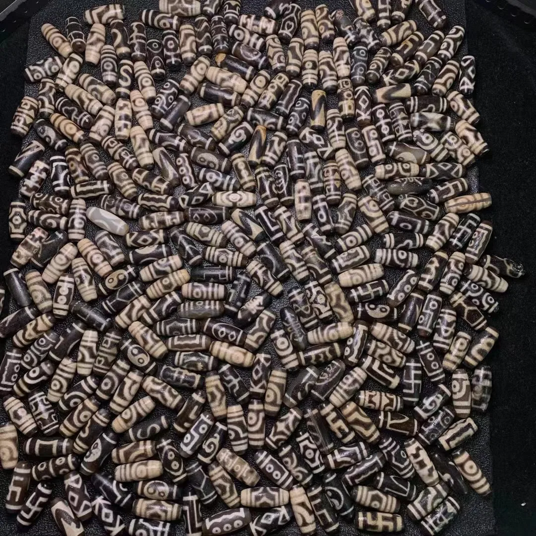 

300 шт./лот ювелирные аксессуары, свободные бусины, тибетский натуральный агат, высокое качество, в этническом стиле, толстые линии, старые Оп...