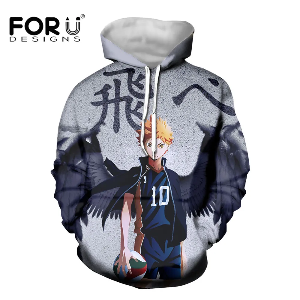 

FORUDESIGNS Men Anime Haikyuu Hoodies O Collared Top Blouse Pullover Fashion Long Sleeve Loose Autumn and Winter Uniex Hoodie