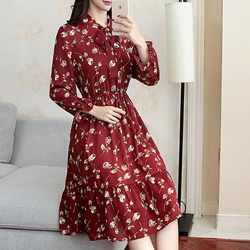 Богемное бальное платье с бантом длиной до колена женское круглым вырезом и