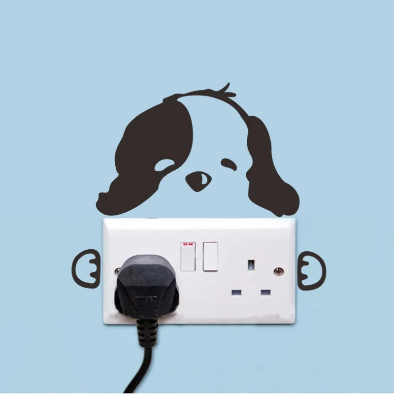 Переключатель наклейки DIY Забавные милые собаки на стену Наклейка украшение дома