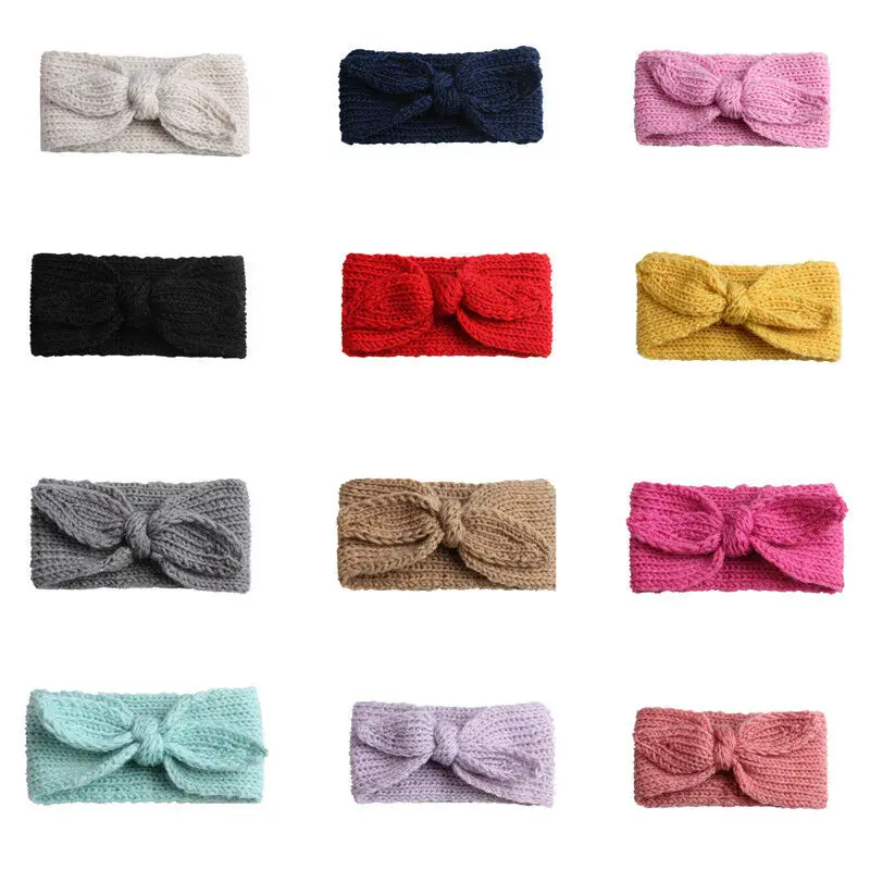 New Cute Baby Toddler Kids Girl Knit Bow Headband Hair Band Headwear Head Wrap Cotton Accessory | Мать и ребенок