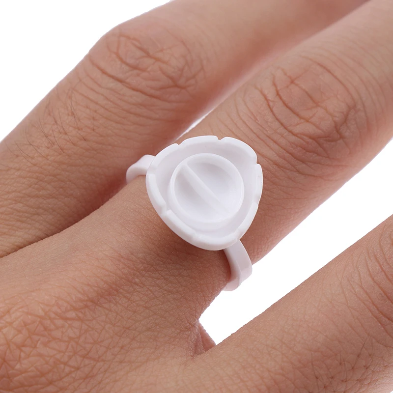 

100 Stuks Wegwerp Hartvorm Wimper Lijm Ringen Cups Wegwerp Wimper Extension Lijm Tattoo Inkt Houder Quick Blossom Cup Ring