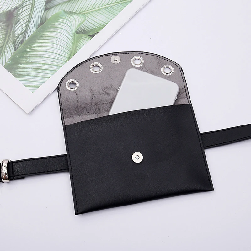 Женская поясная сумка кожаная женская модная на бедрах черная для телефона |