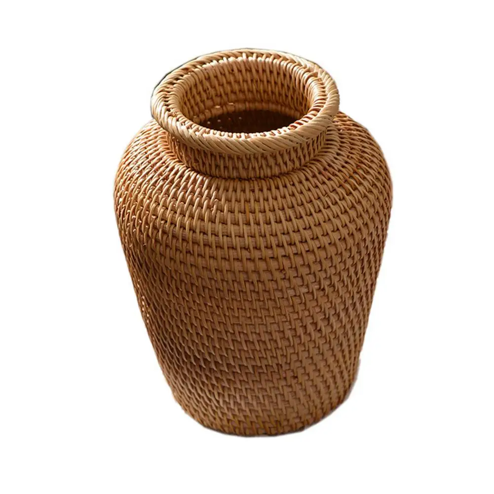 

Natural Wicker Vase Rustic Style Hand Woven Flower Basket Pot For Wedding Home Decorative Flower Holder Jar Flower Arrangements