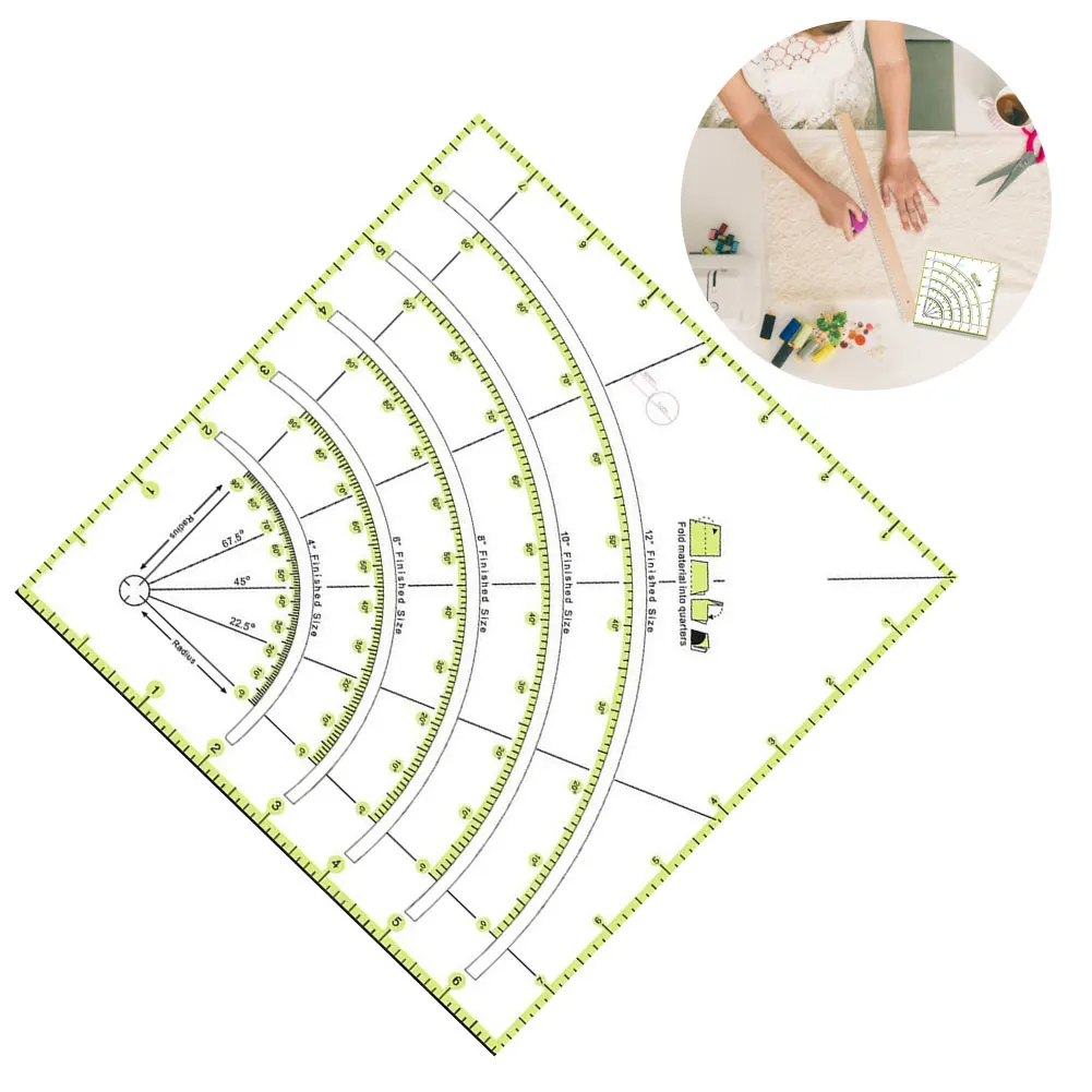

Acrylic Quilting Ruler 8 Inch Arcs Fans Quilt Circle Ruler DIY Patchwork Sewing Craft Template Tool Sewing Cutting Ruler