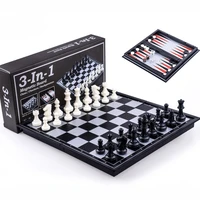magnetic backgammon checkers set road foldable board game portable 3 in 1 international chess for family party travel child gift