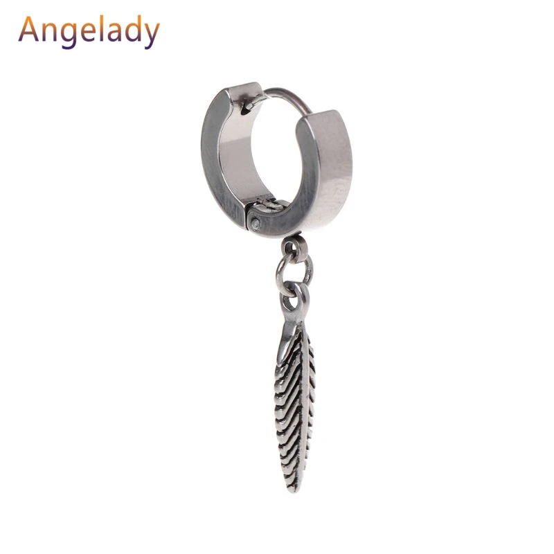 1pc New Arrival Punk Earrings Fashion Feather Pendant Personality Titanium Steel Buckle Women Men Jewelry Decoration Charms JUL3 | Украшения