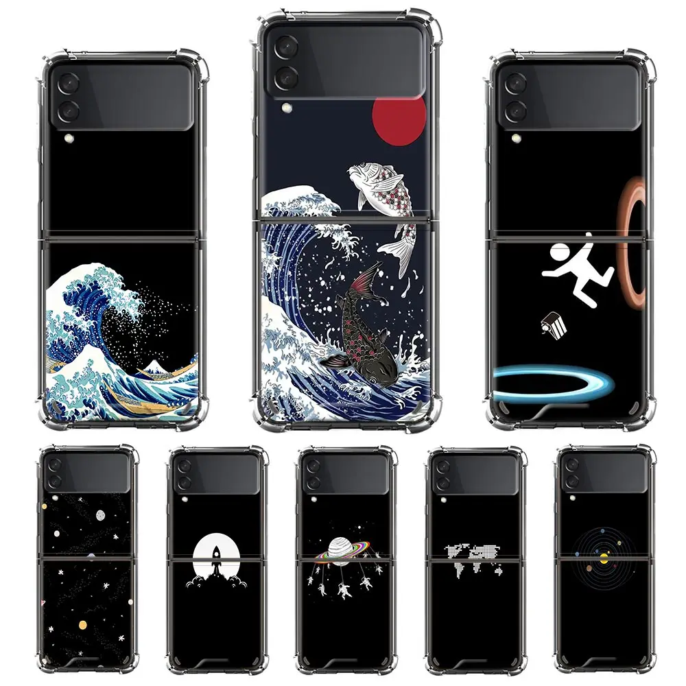 

Airbag Fold Case for Samsung Z Flip3 5G Phone Cover for Galaxy ZFlip 3 Capa For Z Flip3 Soft Shell Black Art Aesthetics