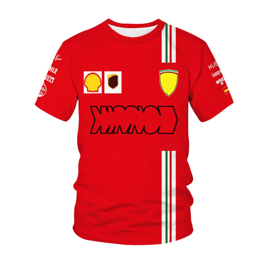 

2021 new extreme sports racing T-shirt, summer Formula One F1 team printed red short-sleeved shirt Leclerc polo jersey