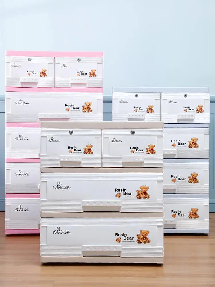 Пластиковый ящик шкаф для хранения детский малыша коробка детей мелочи комод с