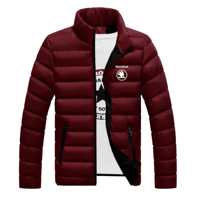 

2021 Spring Autumn Skoda Car Logo Print Jacket Male Casual commission Padded Coats College Men's Zipper Warm Hip Hop Zipper Tops