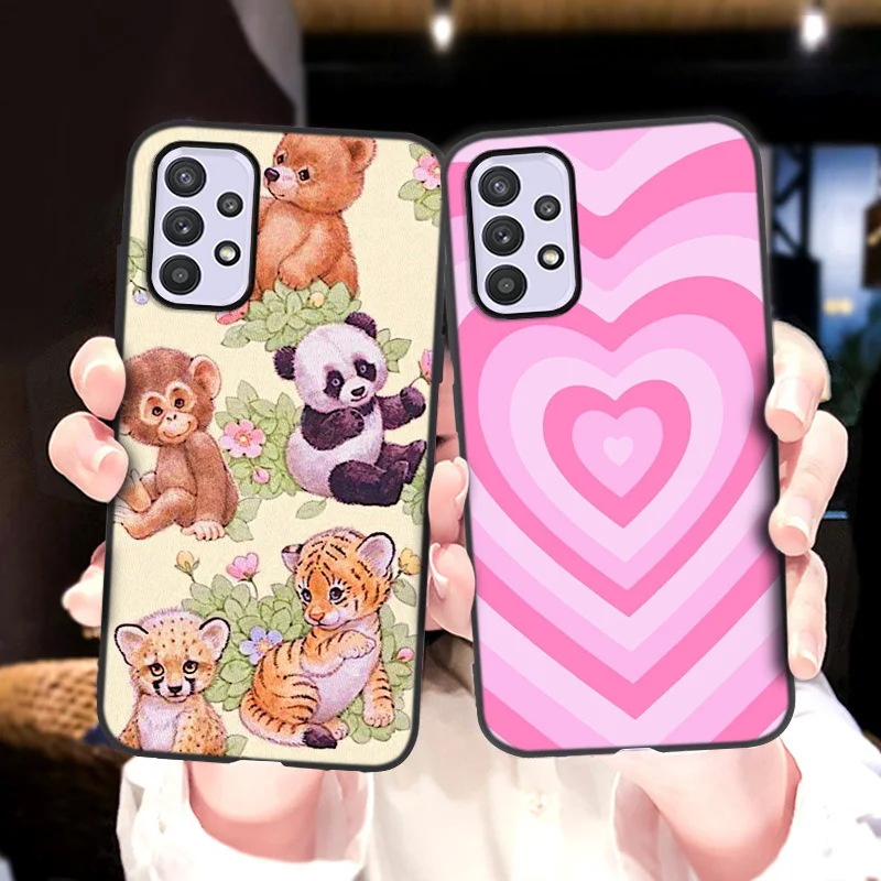 

A31 Case for Samsung A51 Coque Silicone Cases Samsung A32 4G A52S 5G A12 A50 A21S A71 A31 A30S A72 A52 Love Heart Black Cover