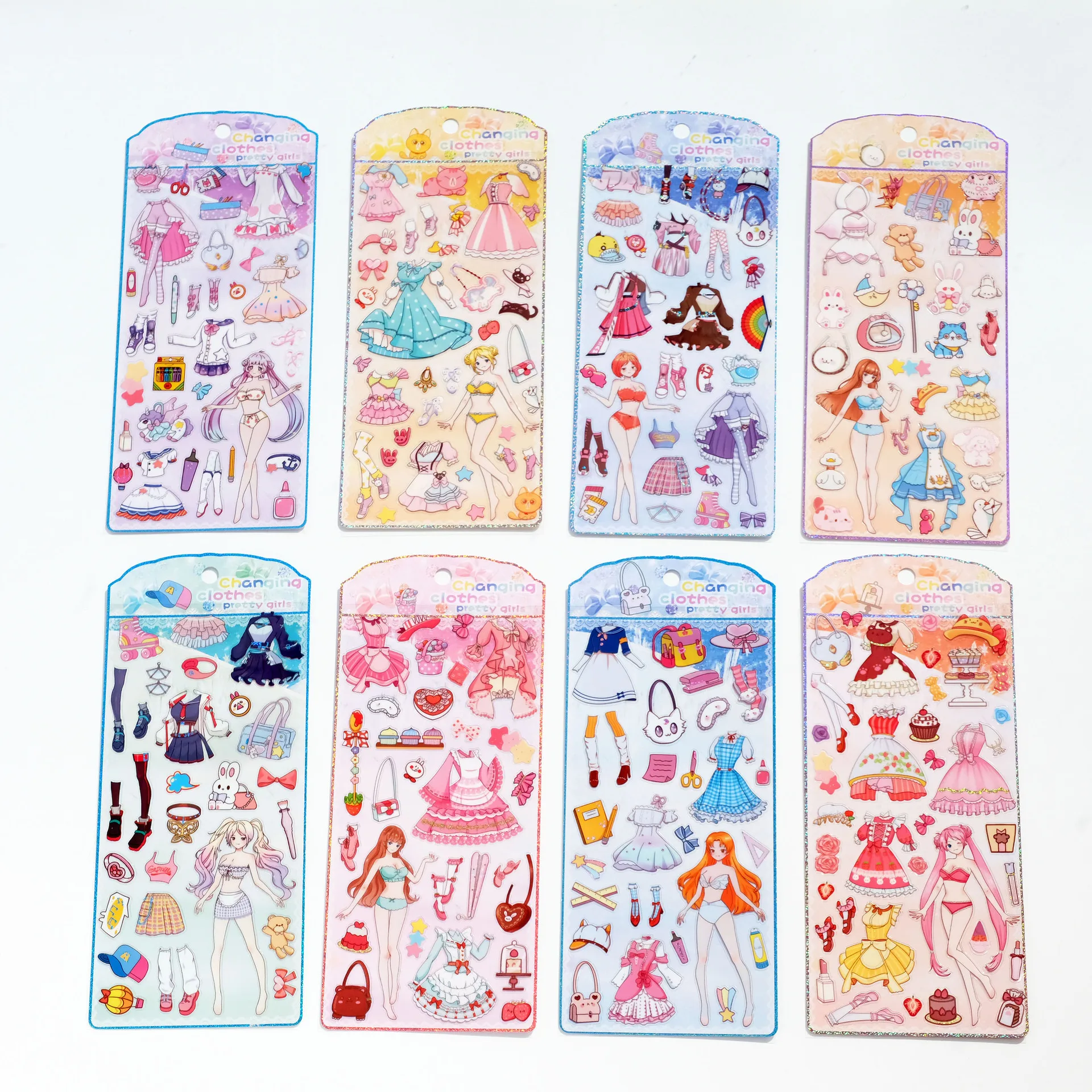 

1 Sheet Nekoni Kawaii Girl Dress Up Laser Sitkcers Cute PVC Waterproof DIY Scrapbooking Journal Decoration Stationery Sticker