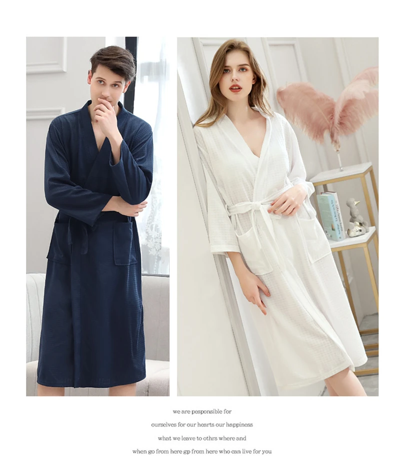 Мужской халат, Осень-зима, вафельный тонкий, yukata, Абсорбирующая, быстросохнущая Пижама, домашняя одежда, ночная рубашка, roupao feminino
