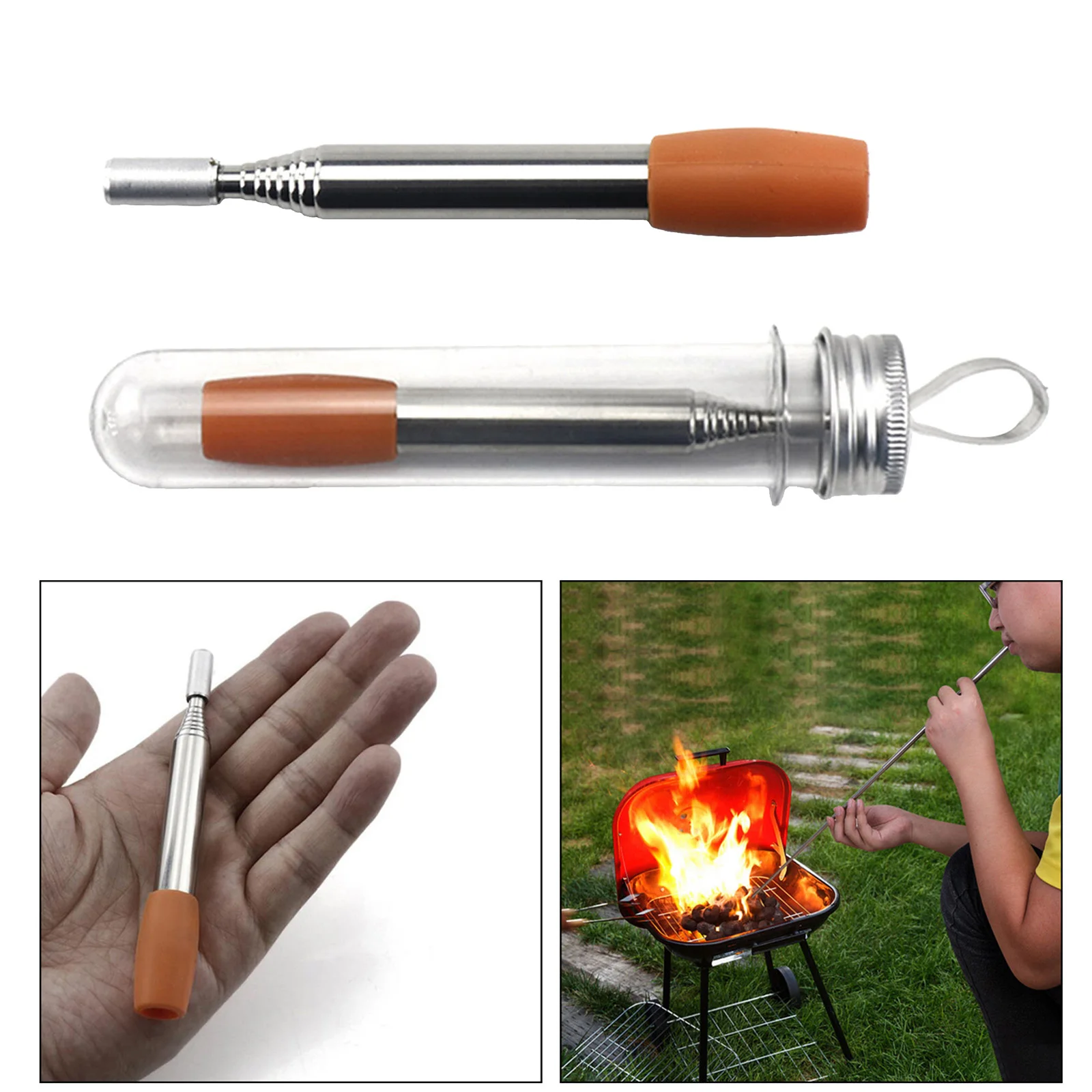 Pocket-Size Folding Stainless Steel Fire Blower Campfire Tool Outdoor Retractable Bellow Portable Camping Traveling | Спорт и