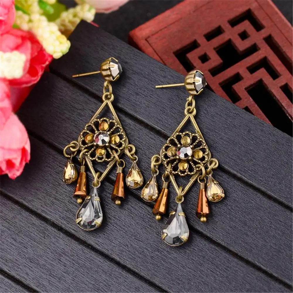 CARTER LISA винтажная бронзовая люстра из металла и хрусталя Висячие серьги массивные