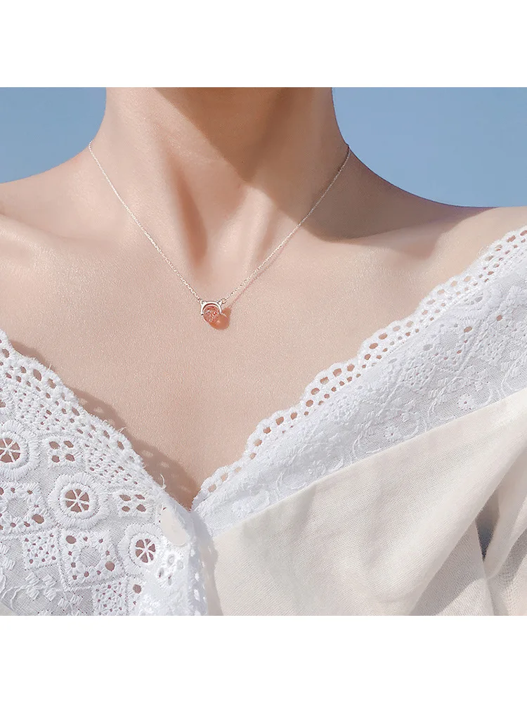 

CSHOU54 кошка Клубника Кристалл ожерелье Женская Корейская цепочка ключицы