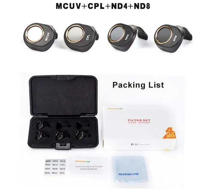 3/4/6 шт./компл. для DJI Spark Multi-Слои защитная пленка MCUV/CPL/ND4 ND8 ND16 ND32 Комплект фильтров объектива прозрачная HD защитная пленка Камера защитное устройство для объектива - Цвет: MCUV CPL ND4 ND8