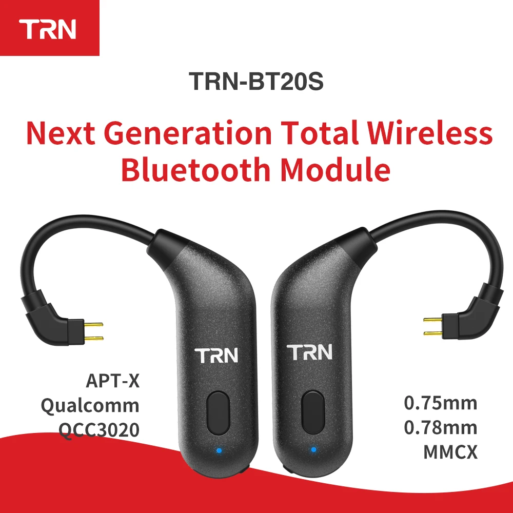 TRN BT20S Bluetooth V5.0 ушной крючок MMCX/2Pin разъем наушников адаптер для KZZS10/AS16 V90 CCAC12 NICEHCK NX7