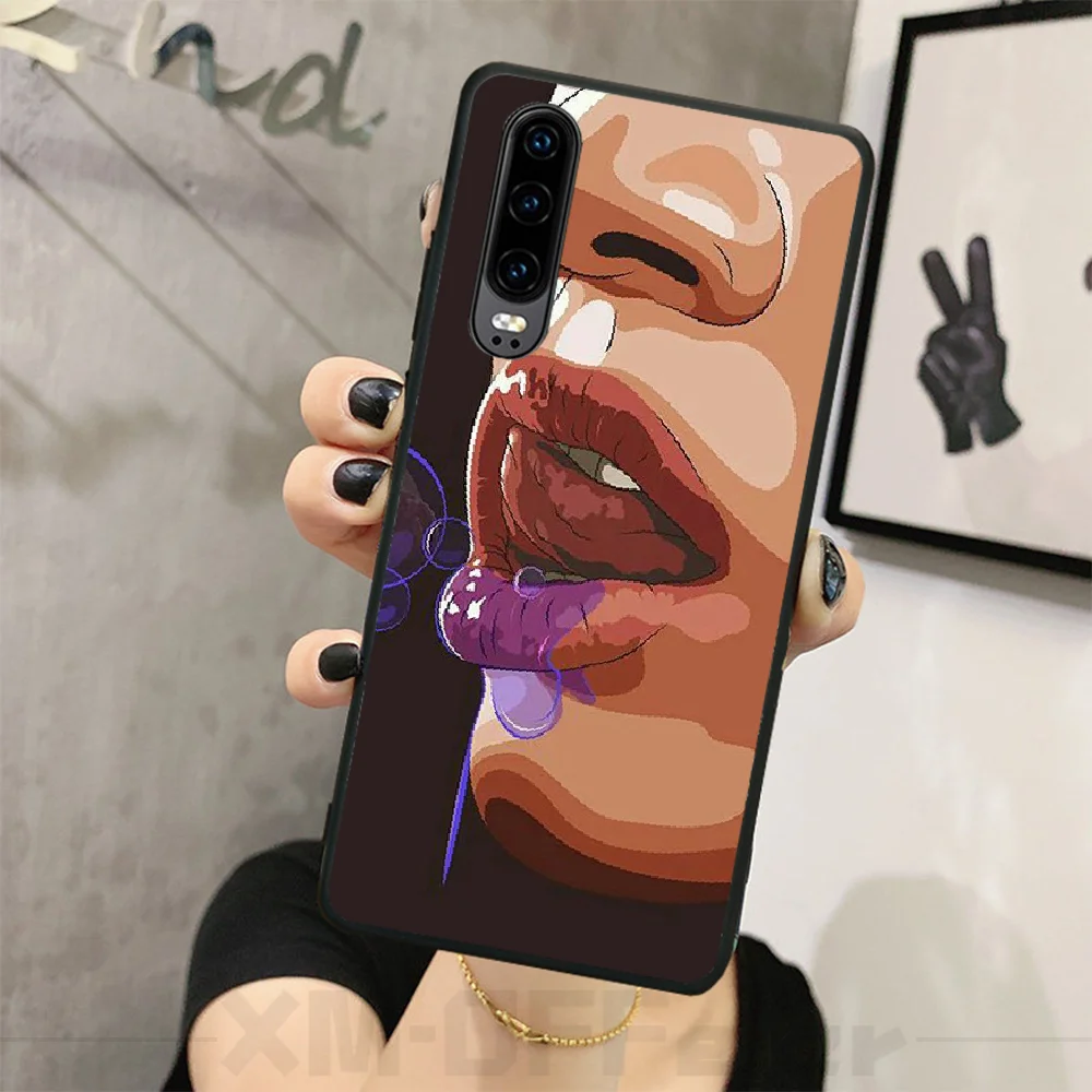 BaweiTE Painting style sexy lips DIY Painted Bling Phone Case For Huawei P8 lite 2017 P9 P10 20Pro Lite Pro P30lite P Smart 2019 | Мобильные